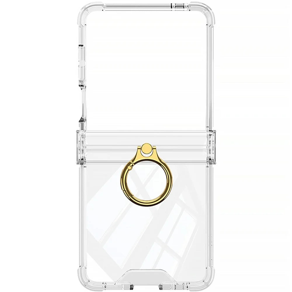 GKK For Samsung Galaxy Z Flip8 Case Airbag Hinge Protection Ring Holder Shockproof Phone Cover with Back Film - Transparent - 3