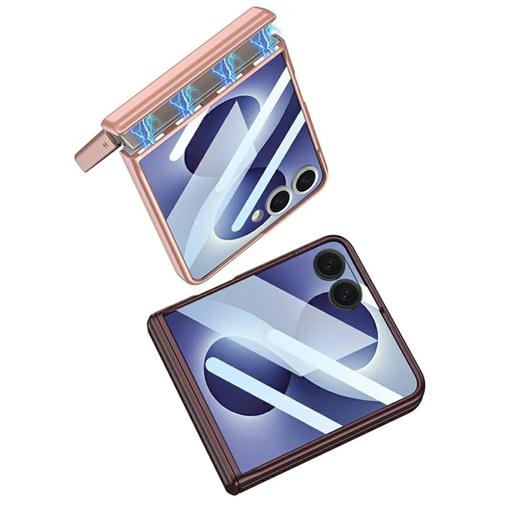 GKK For Samsung Galaxy Z Flip8 Case with Clear Screen Film Magnetic Hinge Protection Phone Cover - Titanium Grey - 7