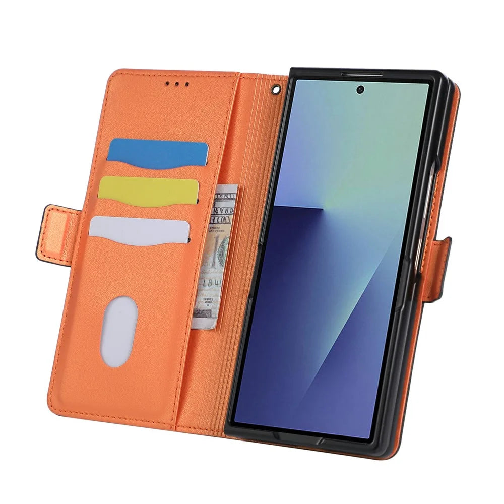For Samsung Galaxy Z Fold8 Ultra Case U-Shape Decoration Magnetic Side Clasp Wallet Leather Phone Cover with Wrist Strap - Black - 3