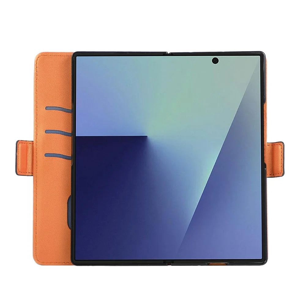 For Samsung Galaxy Z Fold7 5G Case U-Shape Decoration Magnetic Side Clasp Wallet Leather Phone Cover with Wrist Strap - Black - 2