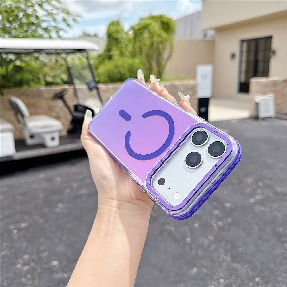 For iPhone 18 Pro Max / 17 Pro Max Magnetic Case Cute Fluorescent Design TPU Acrylic Phone Back Cover - Purple - 2