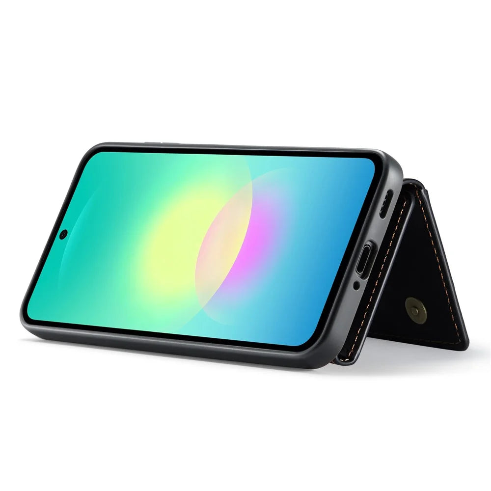DG.MING M2 Series for Samsung Galaxy A27 5G Magnetic Case PU + PC + TPU Phone Cover Detachable Wallet Kickstand - Black - 5