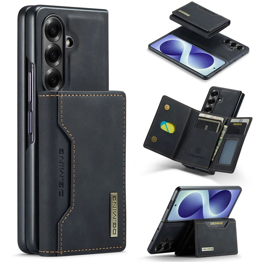 DG.MING M2 Series for Samsung Galaxy Z Fold8 Ultra Magnetic Case PU + PC + TPU Phone Cover Detachable Wallet Kickstand - Black - 1