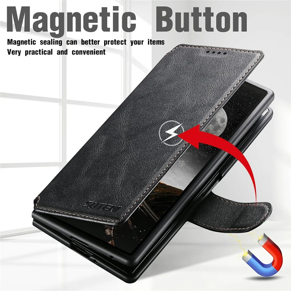 SUTENI Q-05 for Samsung Galaxy Z Fold8 Ultra Case 2 in 1 Magnetic Detachable Leather + PC Wallet Phone Cover - Black - 4