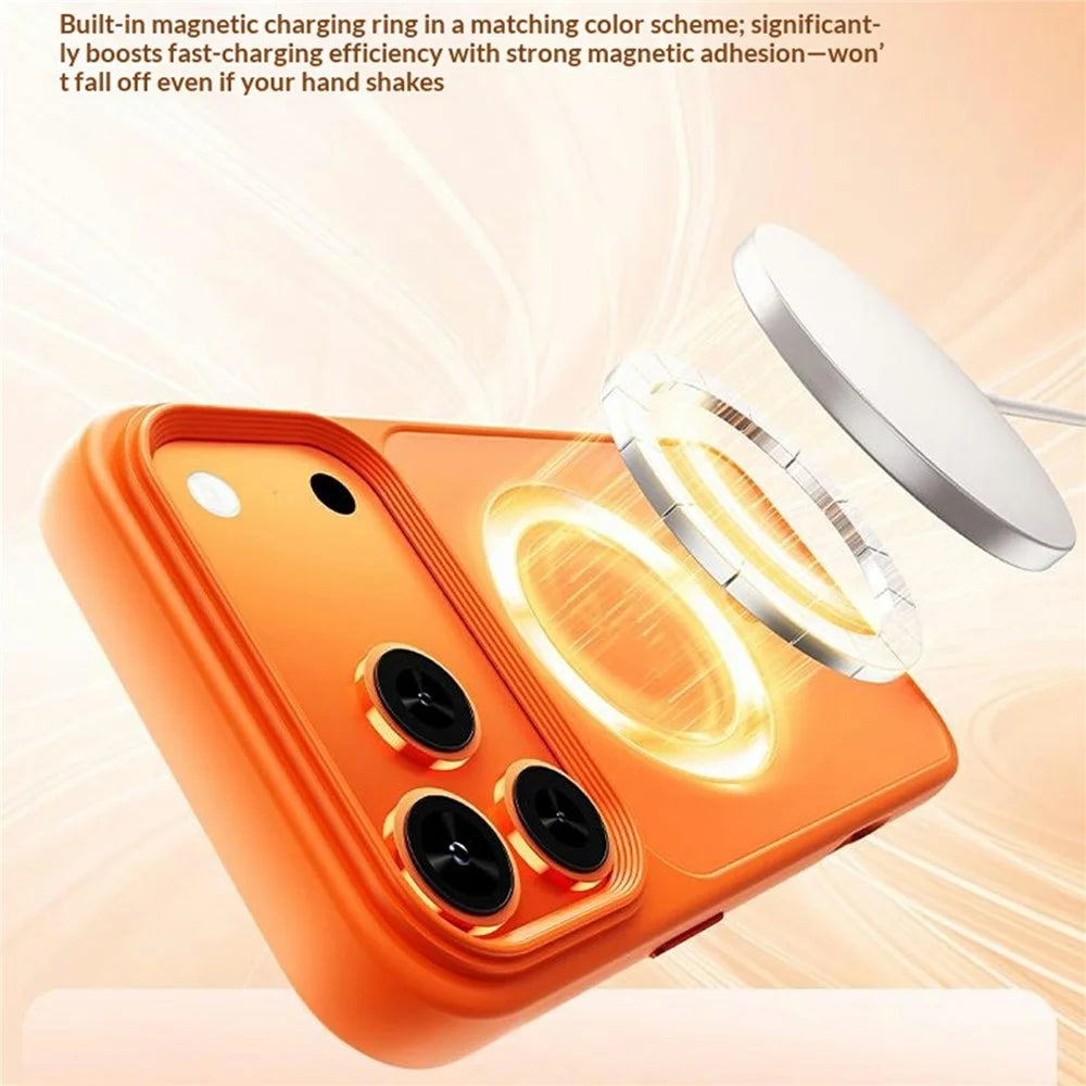 For iPhone 18 Pro Max / 17 Pro Max Magnetic Case Skin-Feel Rubberized PC + TPU Phone Cover Compatible with MagSafe - Orange - 2