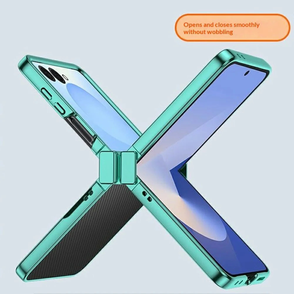 For Samsung Galaxy Z Flip8 Case Hinge Design Electroplating PC Clear Phone Cover - Green - 5