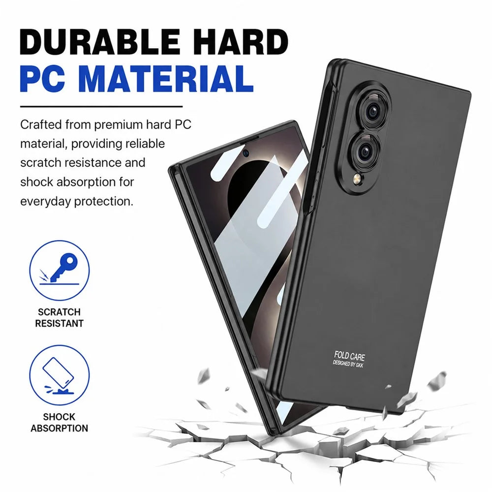 GKK For Samsung Galaxy Z Fold8 Case Hard PC Phone Cover with Tempered Glass Screen Film - Black - 2