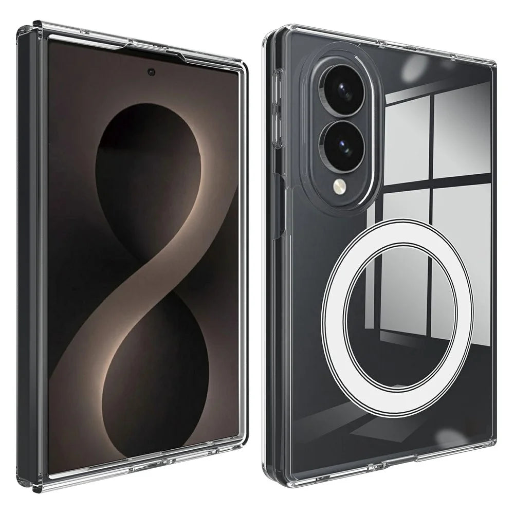 For Samsung Galaxy Z Fold8 Clear Phone Magnetic Case TPU + Acrylic Back Cover - Transparent - 2