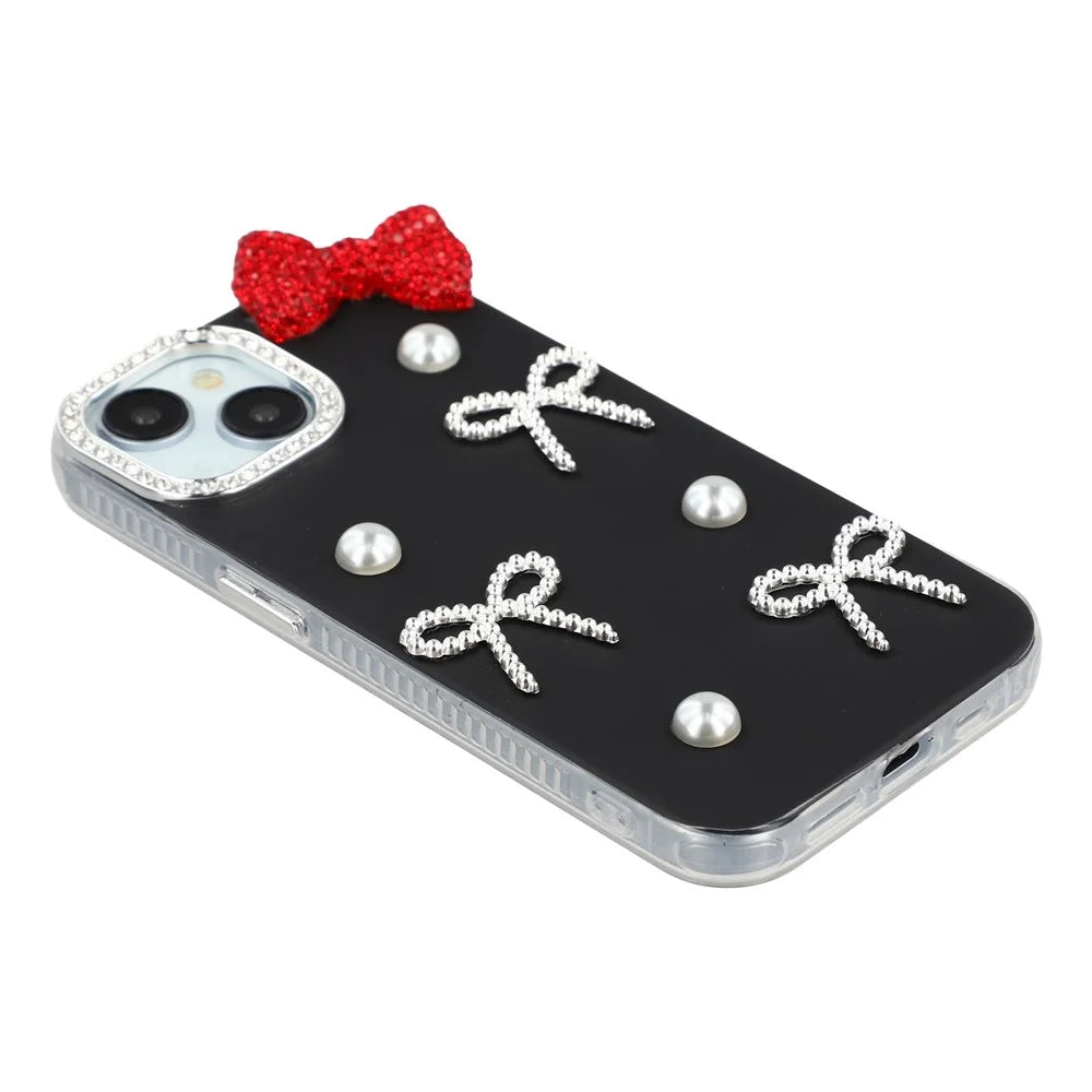 For iPhone 15 Case PC + TPU IMD Phone Cover with Electroplated Camera Frame - Classic Black - 4