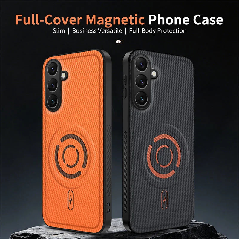 WANLONFENG for Samsung Galaxy A17 4G / Galaxy A26 5G / Galaxy A17 5G KJB Series Magnetic Case Tech Fabric Texture PC+TPU Shockproof Phone Cover - Black - 6