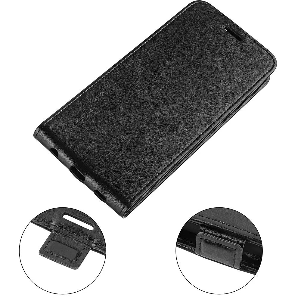 Anti-scratch Cell Phone Cover For Samsung Galaxy A54 5G Vertical Flip Crazy Horse Texture PU Leather Magnetic Clasp Phone Case Card Holder - Black - 6