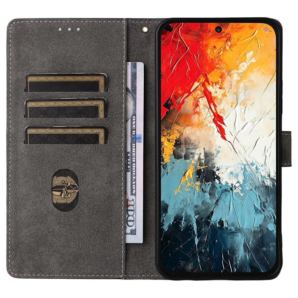 Wallet Case for TCL K70 Nxtpaper 5G RFID Blocking PU Leather Phone Cover Stand with Strap - Black - 2