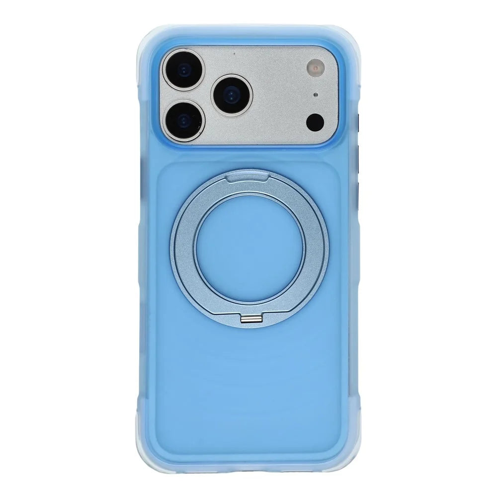 JAUCASE for iPhone 18 Pro Max / 17 Pro Max Case Magnetic Kickstand Wave Texture PC + TPU Airbag Corner Protection Phone Cover with Camera Control Button - Transparent Blue - 2