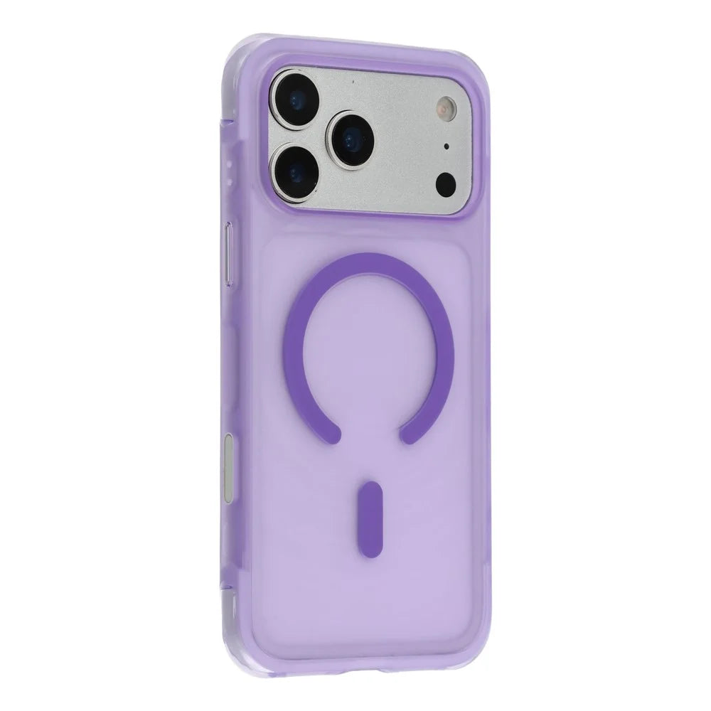 JAUCASE For iPhone 18 Pro / 17 Pro Magnetic Case Wave Texture PC + TPU Airbag Corner Protection Phone Cover with Camera Control Button - Transparent Purple - 1