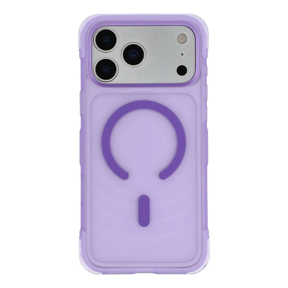 JAUCASE For iPhone 18 Pro / 17 Pro Magnetic Case Wave Texture PC + TPU Airbag Corner Protection Phone Cover with Camera Control Button - Transparent Purple - 2