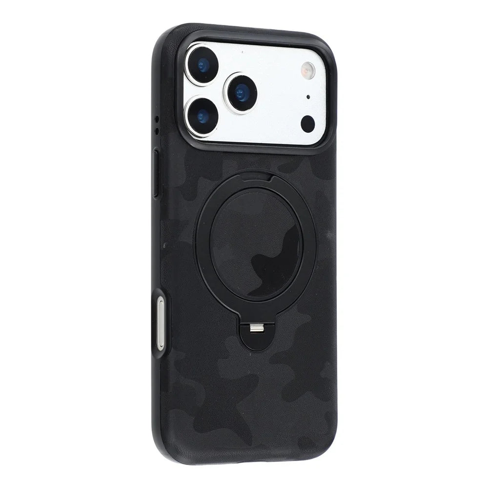 JAUCASE for iPhone 18 Pro / 17 Pro Case Magnetic Rotating Kickstand Camouflage Pattern PC + TPU Phone Cover - Black - 2