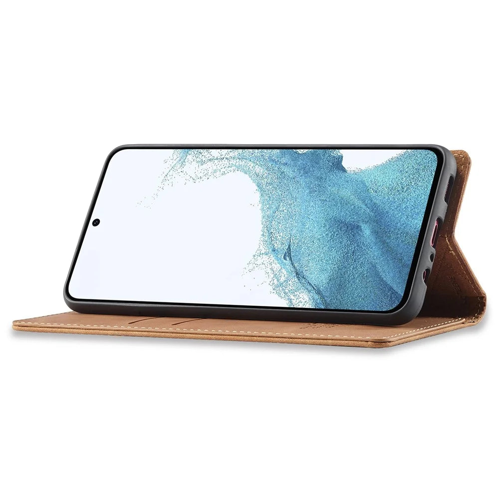 LC.IMEEKE Cell Phone Cover For Samsung Galaxy A54 5G, PU Leather Stand Flip Folio Wallet Case Magnetic Absorption Phone Shell - Brown - 4