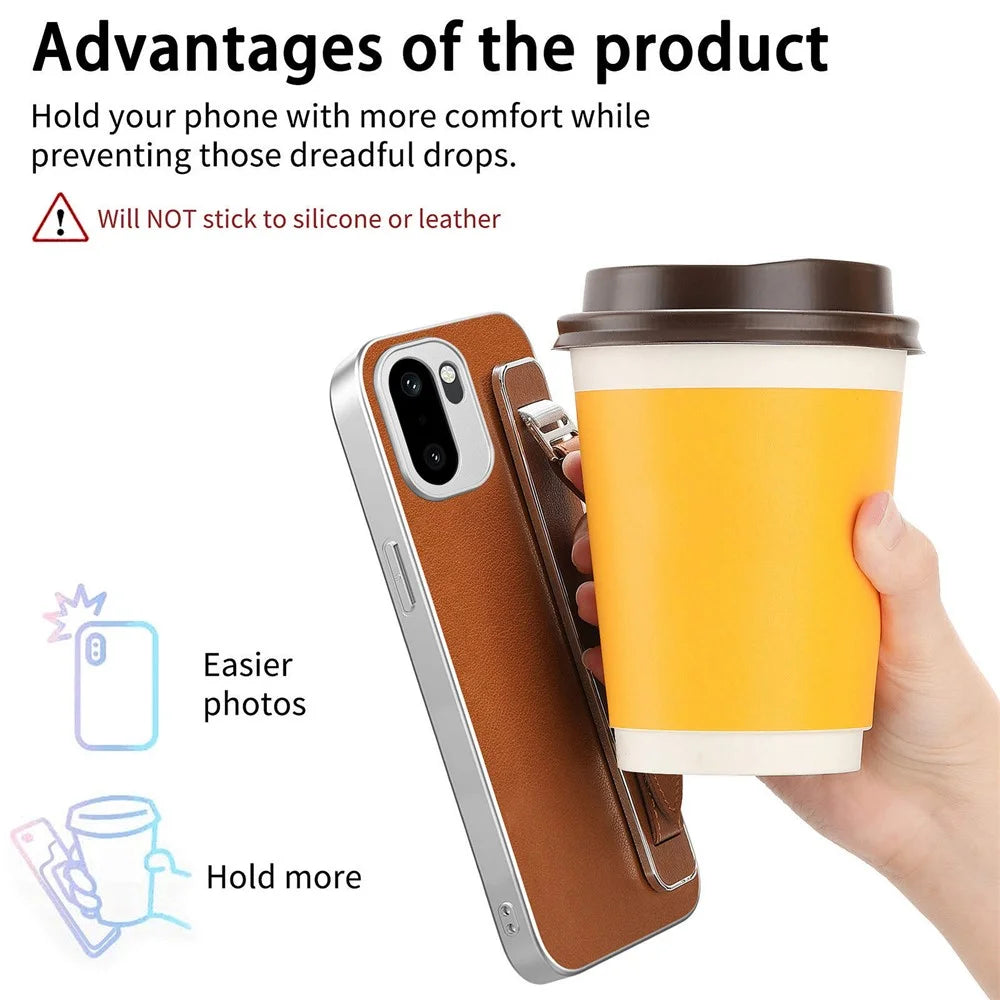 Adjustable Wrist Strap Case for OnePlus 15R 5G / Ace 6 5G / Ace 6T 5G Leather + PC + TPU Phone Cover - Brown - 5