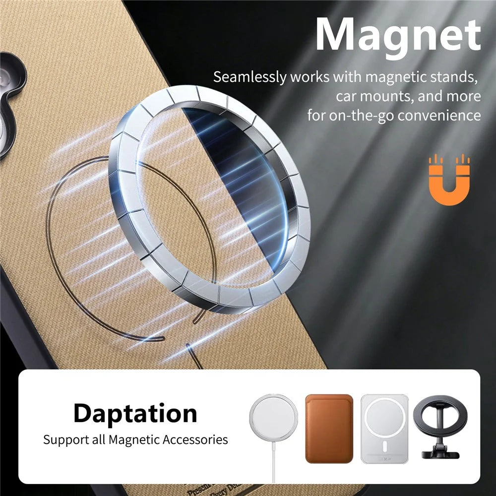For iPhone 18 Pro Max  /  17 Pro Max Magnetic Case PU Leather + PC + TPU Anti-Scratch Back Cover with Detachable Card Holder - Khaki - 6