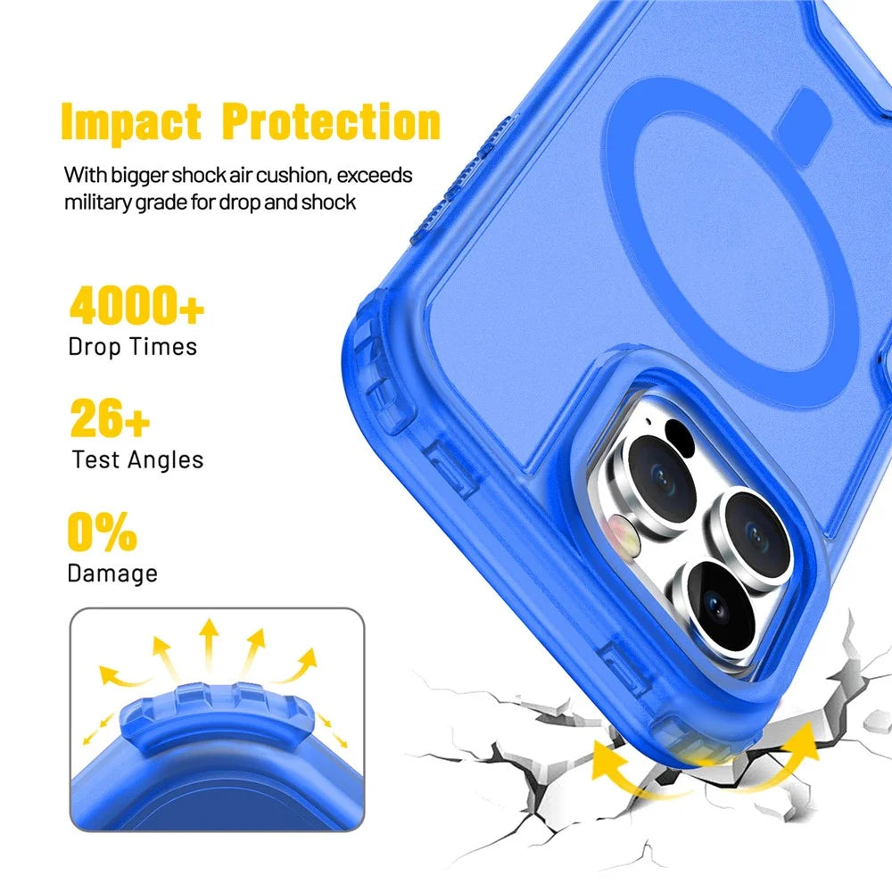 For iPhone 16 Pro Max Magnetic Case 2-in-1 PC + TPU Frosted Soft-Touch Phone Cover - Baby Blue - 3