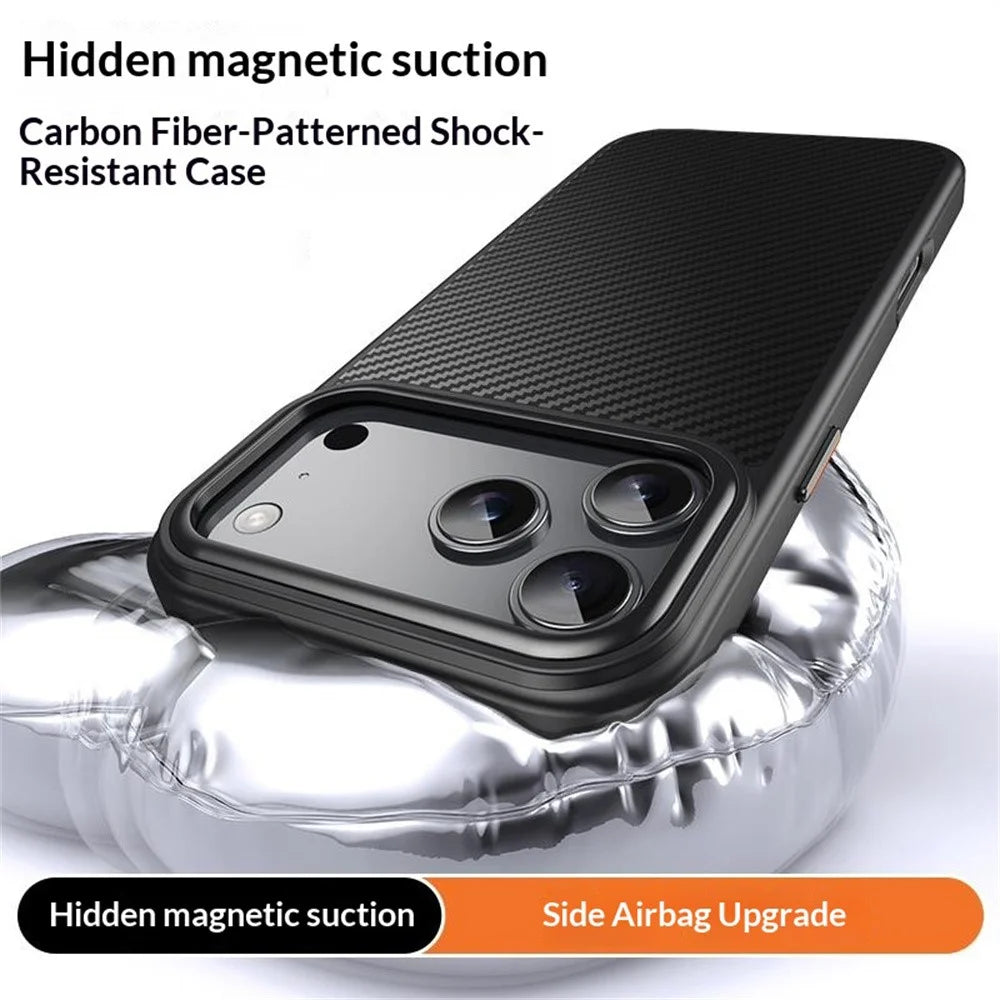 For iPhone 18 Pro / 17 Pro Magnetic Case Carbon Fiber Texture PC + TPU Phone Cover - Black - 3
