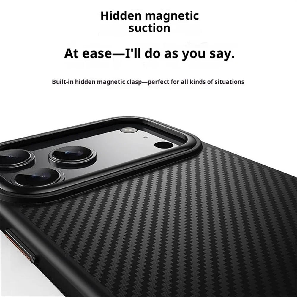 For iPhone 18 Pro / 17 Pro Magnetic Case Carbon Fiber Texture PC + TPU Phone Cover - Black - 5