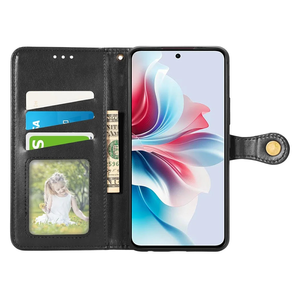 For Samsung Galaxy S26 FE Case Wallet Stand Leather Phone Cover with Wrist Strap - Black - 2