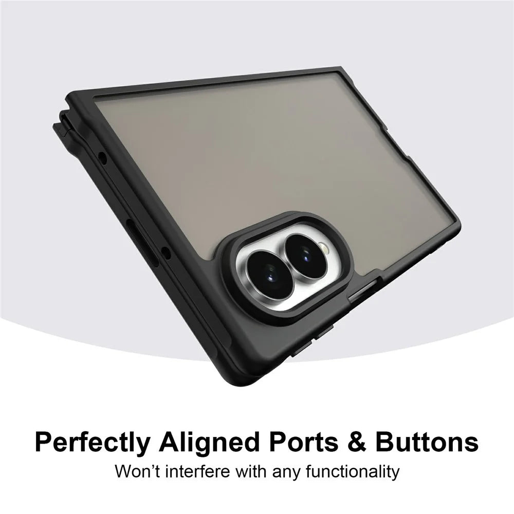 For Samsung Galaxy Z Fold8 Case Drop Proof Airbags Frosted Translucent PC + TPU Phone Back Cover - Black - 5