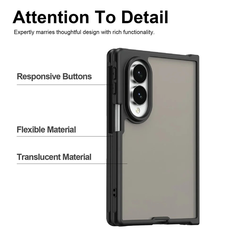 For Samsung Galaxy Z Fold8 Case Drop Proof Airbags Frosted Translucent PC + TPU Phone Back Cover - Black - 7