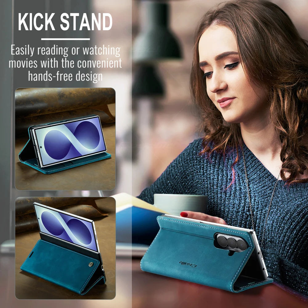 CASEME for Samsung Galaxy Z Fold8 Ultra Wallet Case  013 Series PU Leather Phone Cover Stand - Blue - 5