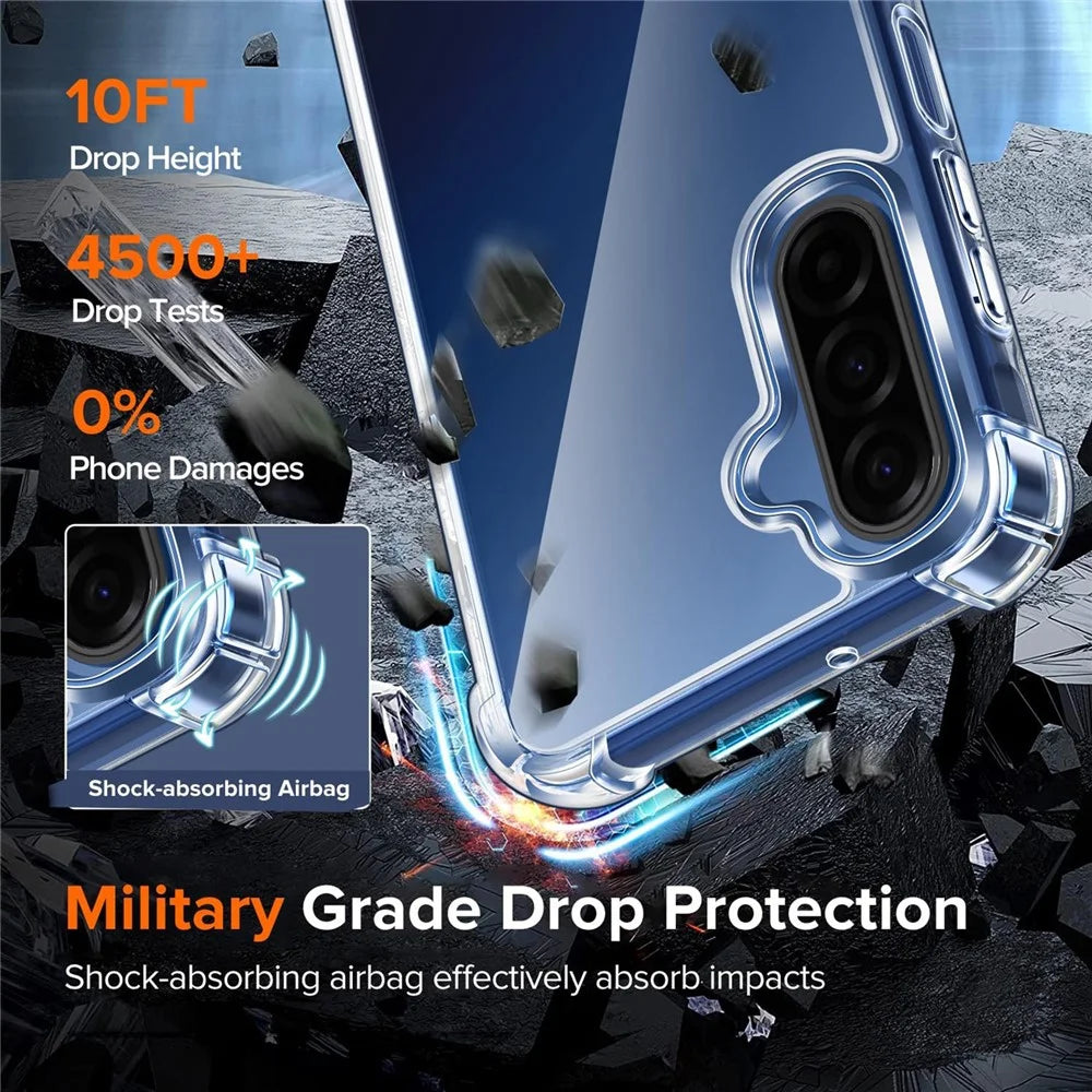 For Samsung Galaxy A16 5G  /  A16 4G Case Military Grade Drop Protection Acrylic + TPU Phone Cover - Transparent - 3