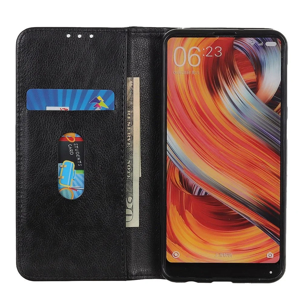 For Samsung Galaxy A34 5G Litchi Texture Split Leather Stand Phone Case Wallet Magnetic Auto-absorbed Shell Protection Cover - Black - 2