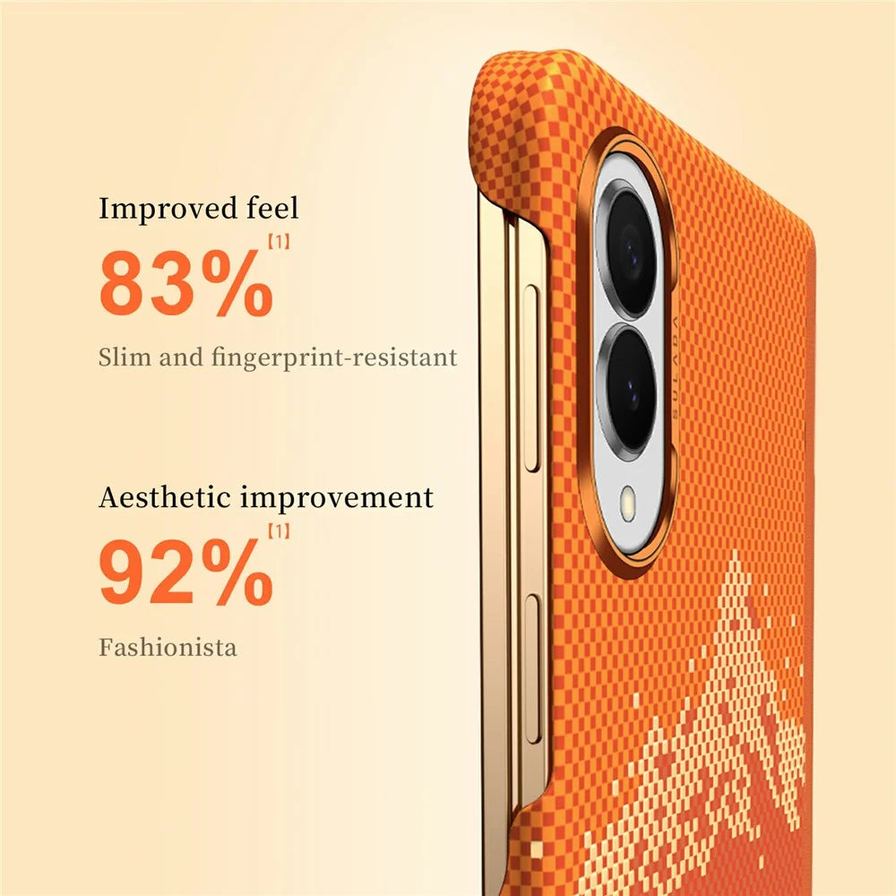 SULADA for Samsung Galaxy Z Fold8 Case Golden Mountain Pattern Skin-Feel Hard PC Slim Phone Cover - Orange - 4