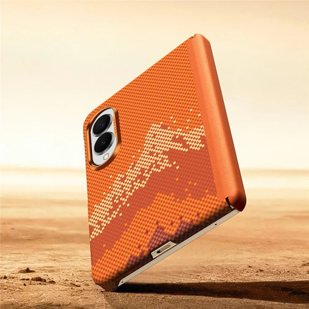 SULADA for Samsung Galaxy Z Fold8 Case Golden Mountain Pattern Skin-Feel Hard PC Slim Phone Cover - Orange - 6