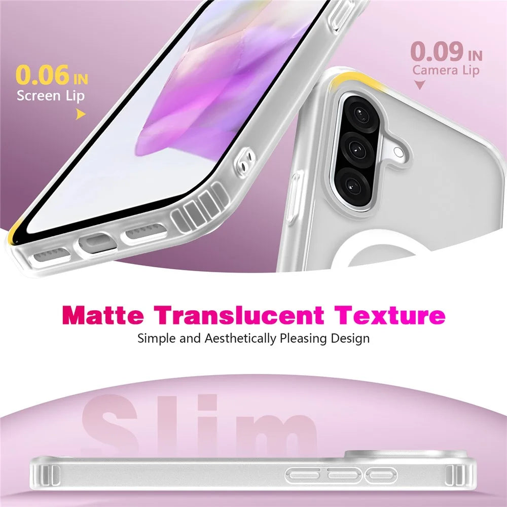 For Samsung Galaxy A57 5G Magnetic Case Skin Touch TPU + PC 2.0mm Thickness Anti-drop Phone Cover - White - 5