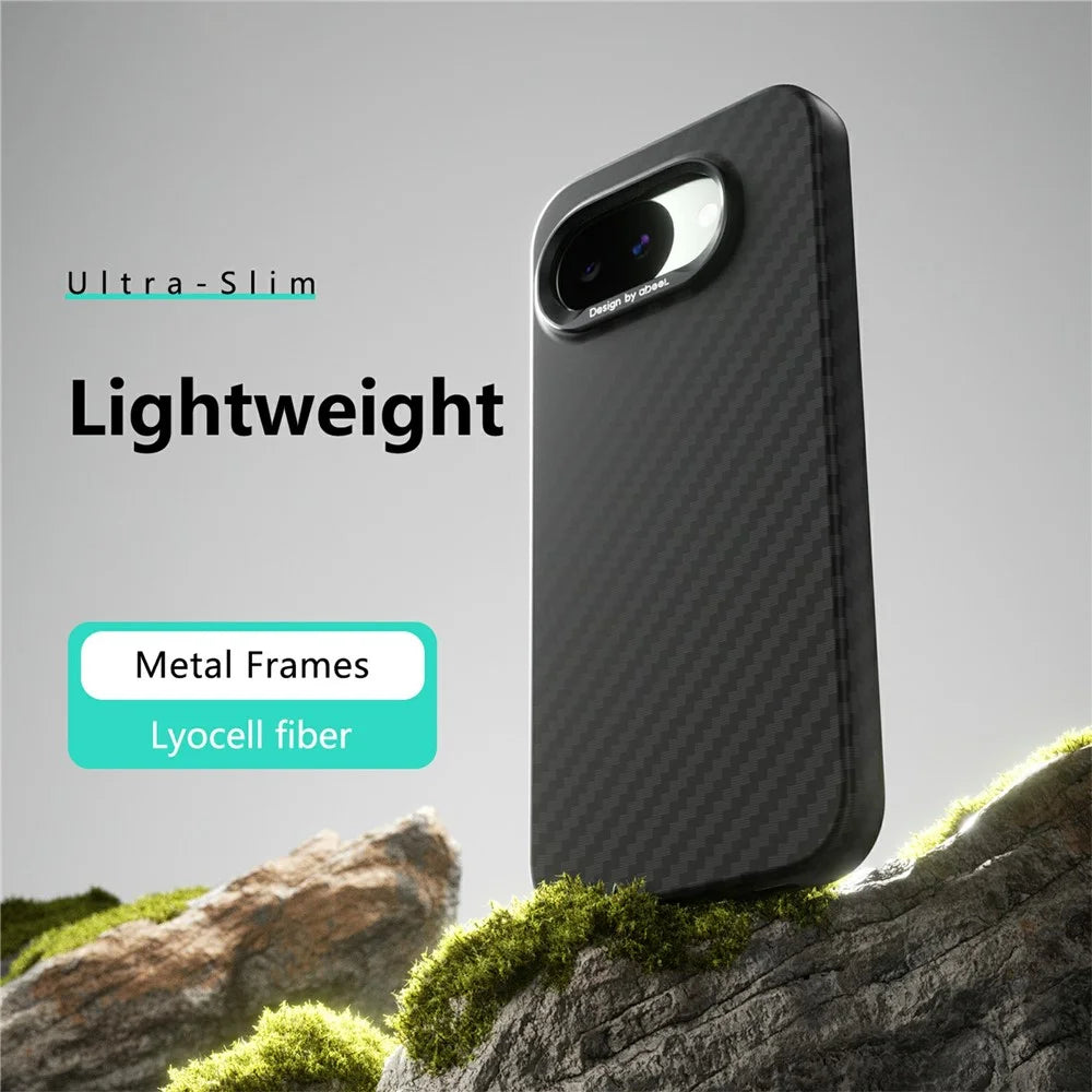 ABEEl for Google Pixel 10a Magnetic Case PC + TPU Ultra Thin Minimalist Phone Cover - Carbon Fiber Texture - 2