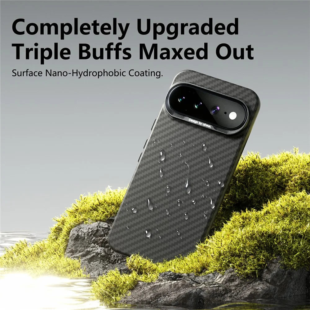 ABEEl for Google Pixel 10a Magnetic Case PC + TPU Ultra Thin Minimalist Phone Cover - Carbon Fiber Texture - 5