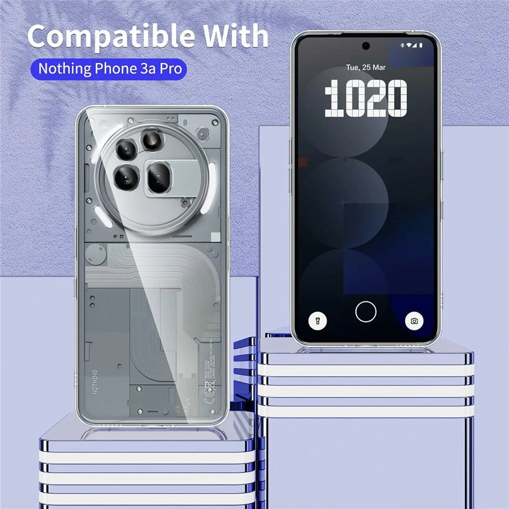 For Nothing Phone (3a) Pro Case TPU Clear Phone Cover + 2PCS Tempered Glass Screen Film 2.5D Arc Edge - 5