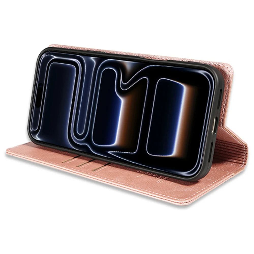 For iPhone 14 Plus Magnetic Case Detachable 2 in 1 Leather Wallet Phone Cover - Rose Gold - 7