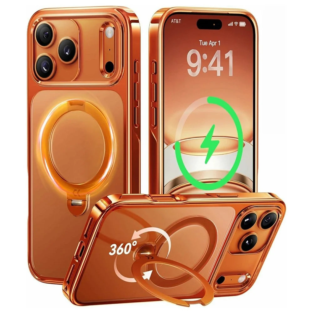 CASEKOO for iPhone 18 Pro Max  / 17 Pro Max Case Rotating Magnetic Kickstand TPE + TPU Shockproof Phone Cover - Orange - 1