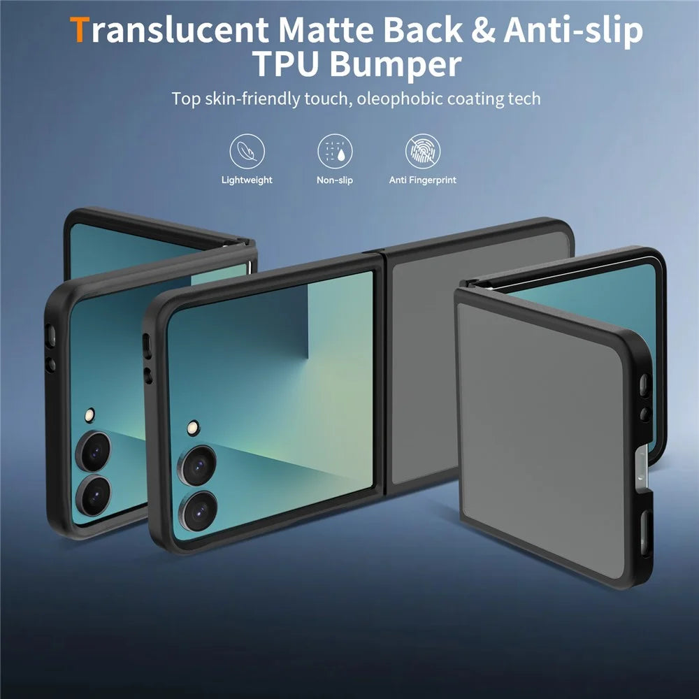 For Samsung Galaxy Z Flip8 Case Skin Touch TPU Frame Acrylic Back Phone Cover - Black - 2
