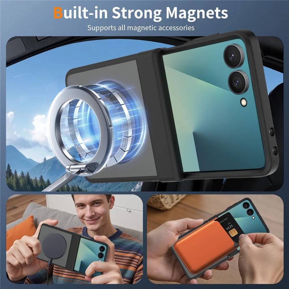 For Samsung Galaxy Z Flip8 Magnetic Case Hinge Protection TPU + Acrylic Translucent Phone Cover - Black - 6