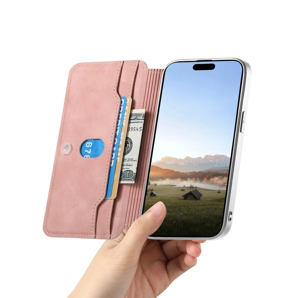 For Samsung Galaxy A17 5G  /  A17 4G Magnetic Case Detachable 2 in 1 Flip Wallet Leather Phone Cover with Suction Cup - Pink - 2