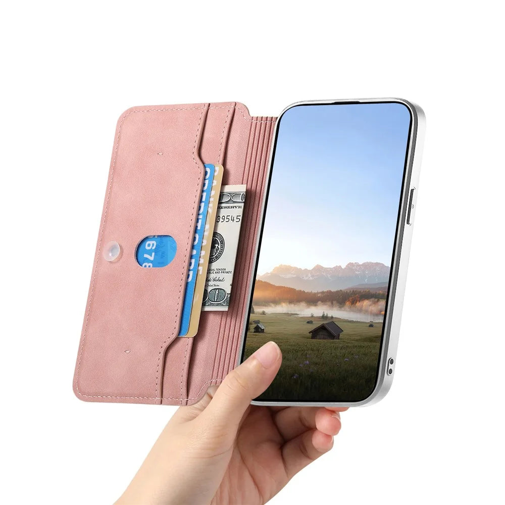 For Samsung Galaxy S26+ Magnetic Case Detachable 2 in 1 Flip Wallet Leather Phone Cover with Suction Cup - Pink - 3