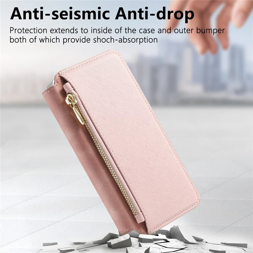 For Samsung Galaxy S26+ Magnetic Case Detachable 2 in 1 Flip Wallet Leather Phone Cover with Suction Cup - Pink - 6
