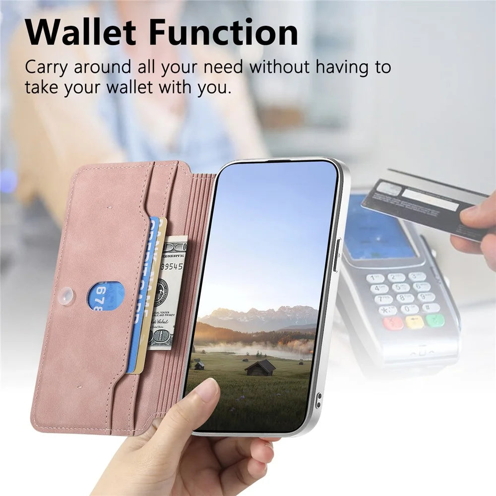 For Samsung Galaxy S26+ Magnetic Case Detachable 2 in 1 Flip Wallet Leather Phone Cover with Suction Cup - Pink - 7
