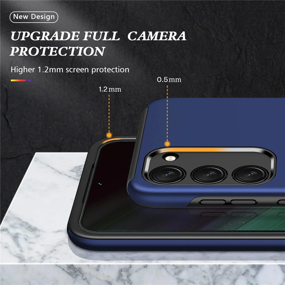 For Samsung Galaxy S23 Rotation Ring Kickstand Shockproof Case Hard PC+Soft TPU Dual Layer Protection Phone Cover - Blue - 6