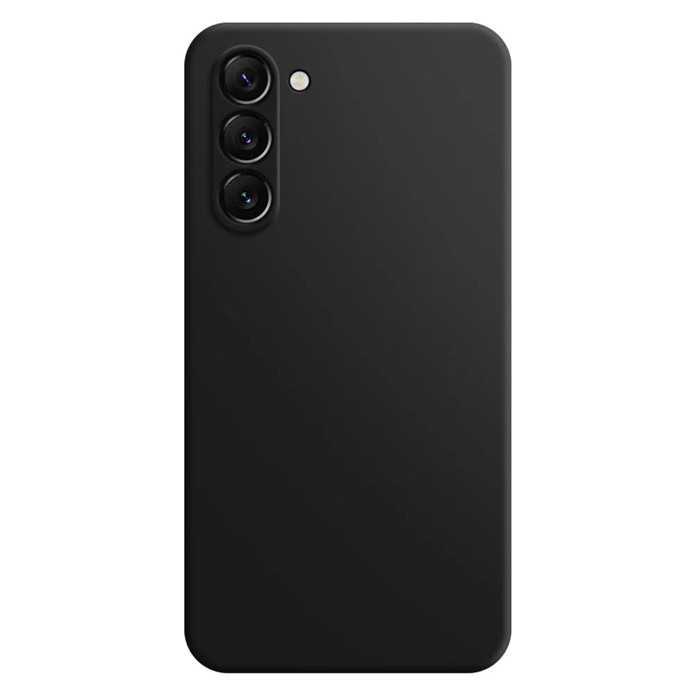 Rubberized Mobile Phone TPU Case for Samsung Galaxy S23, Microfiber Lining Design Straight Edge Protective Cover - Black - 1