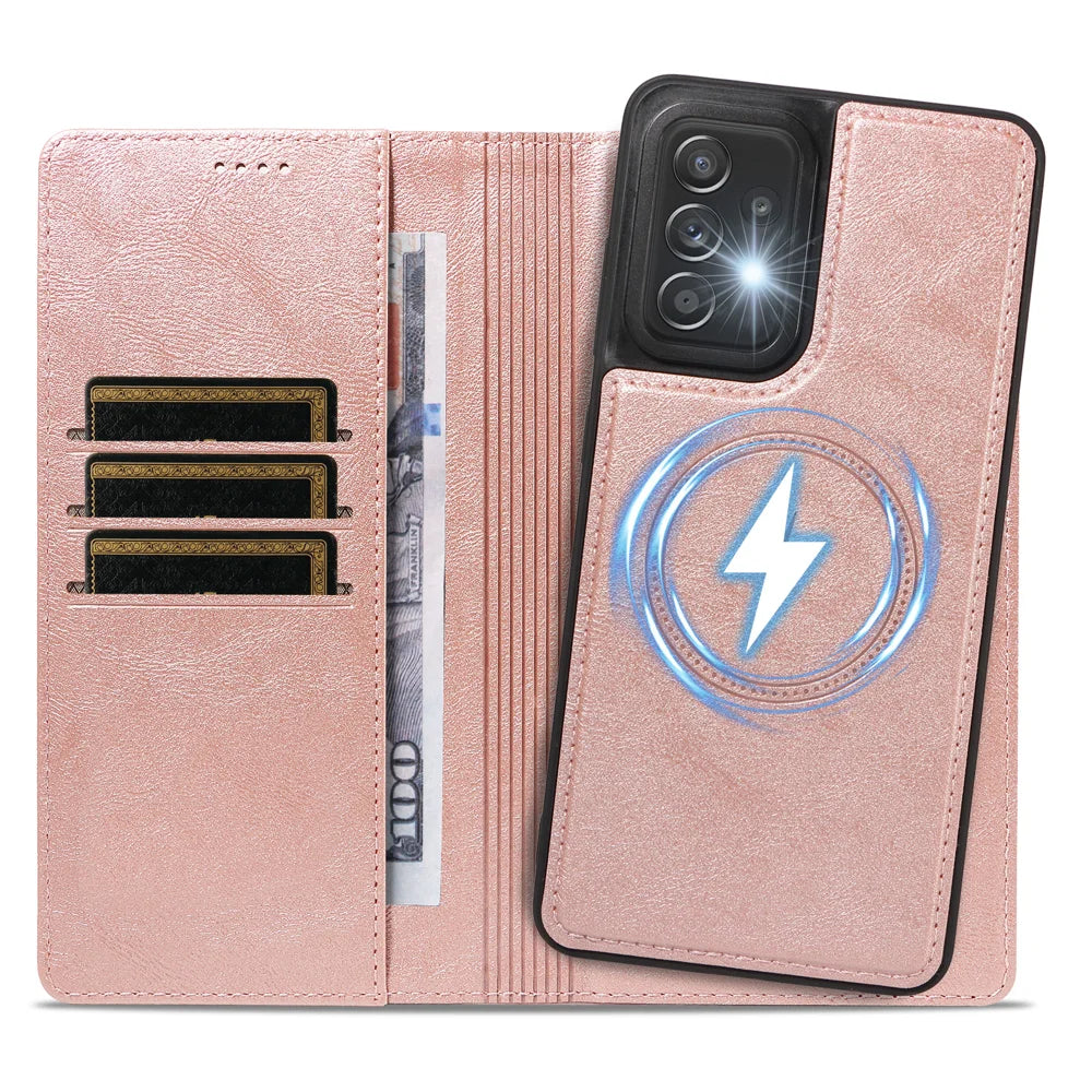 For Samsung Galaxy A52 4G / Galaxy A52 5G / Galaxy A52s 5G Magnetic Case Detachable 2 in 1 Leather Wallet Phone Cover - Rose Gold - 2