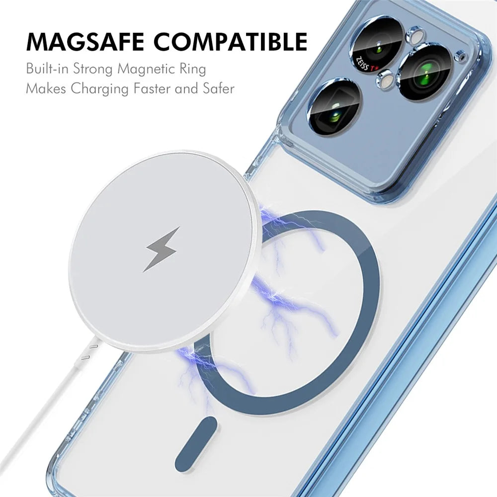 ENKAY HAT PRINCE for Sony Xperia 1 VIII Magnetic Case Crystal Clear TPU Phone Cover with High Aluminium-silicon Glass Screen Protector - Blue - 2